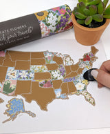 Scratch Your Travels® USA State Flowers Map