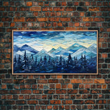 Abstract Wall Art, Winter Wall Art, Mosaic Wall Art, Nature Art Print, Canvas Print, Wall Hanging, Landscape Art, Camper Wall Decor