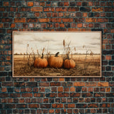 Autumn Wall Art, Pumpkin Decor, Farm Wall Art, Canvas Print, Wall Hanging, Panoramic Art, Farmhouse Wall Decor, Housewarming Gift, RV Decor