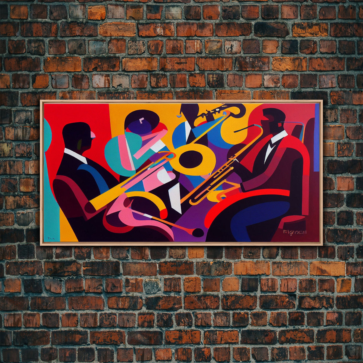 Music wall art, jazz oil painting print, framed canvas print, music gift, jazz club decor, extra large music art, abstract music