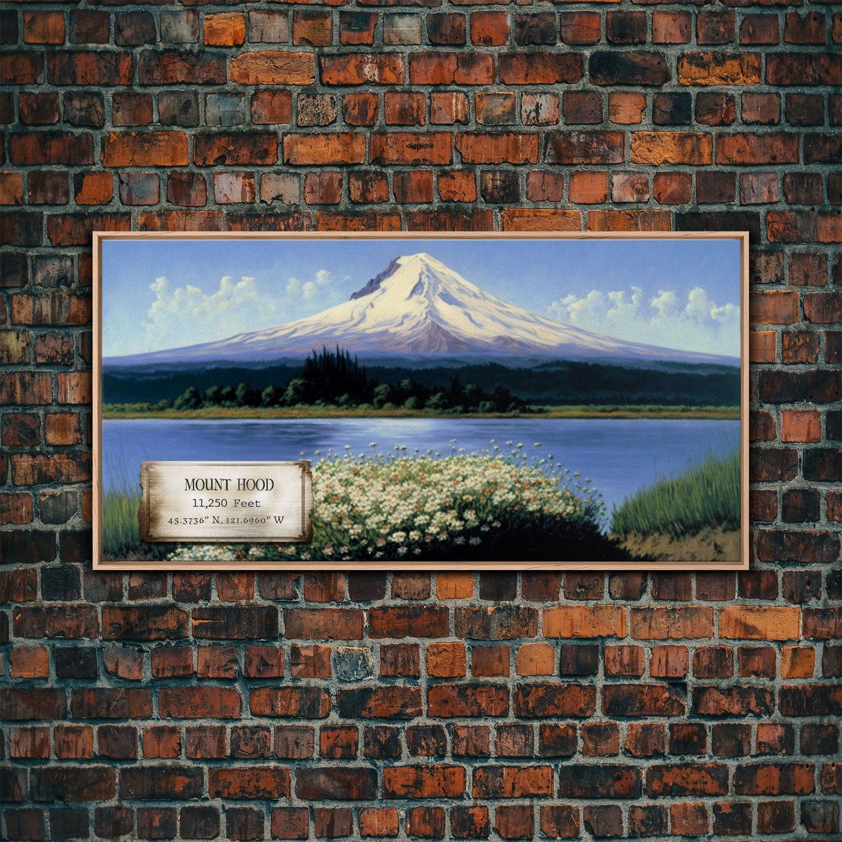 Mount Hood, Oregon Mountains, Travel Poster Wall Art, Framed Canvas Print, American Mountains, Mountain Landscape Painting