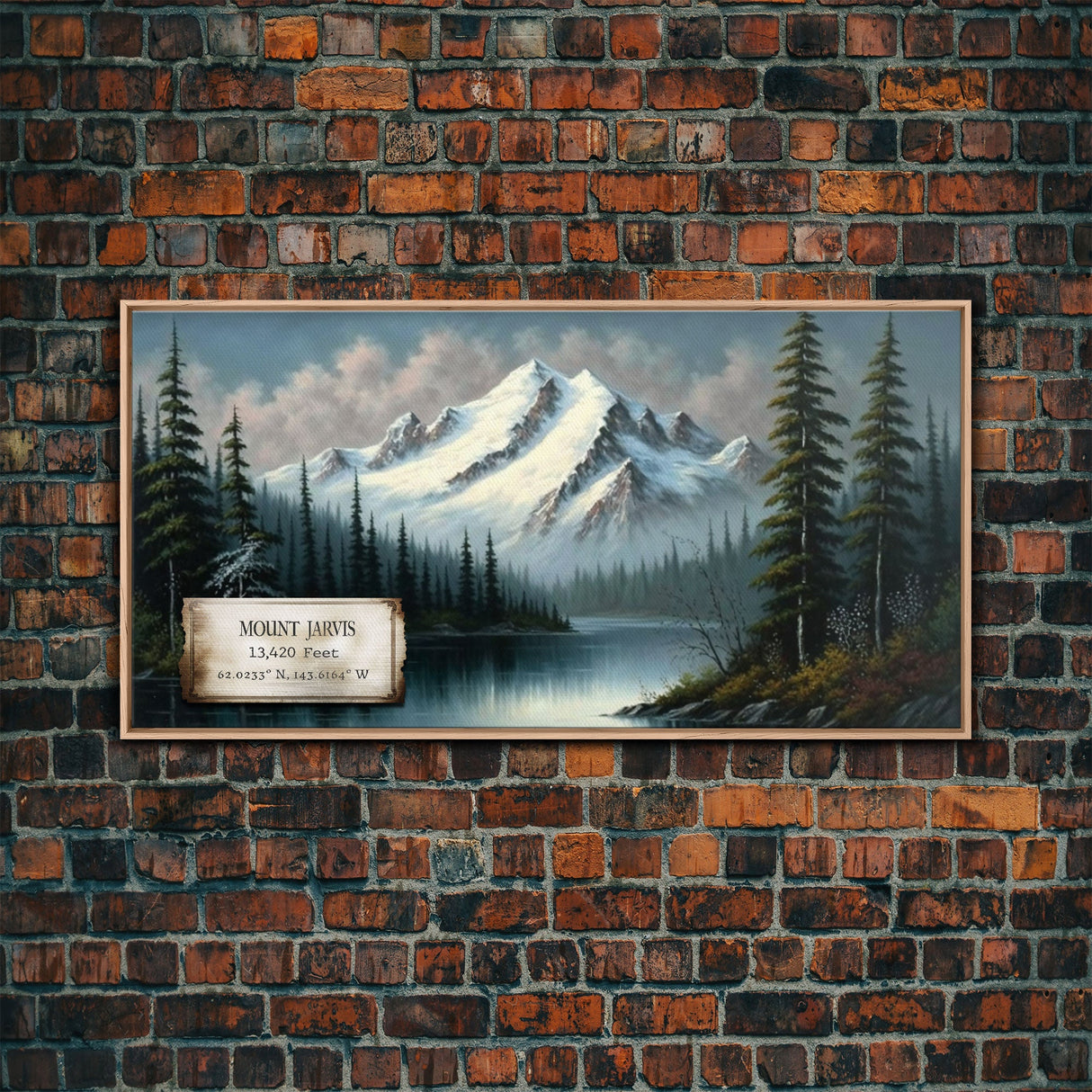 Mount Jarvis, Mountains of Alaska, Travel Poster Wall Art, Framed Canvas Print, American Mountains, Mountain Landscape Painting