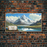 Mount Saint Elias, Yukon Mountains, Travel Poster Wall Art, Framed Canvas Print, American Mountains, Mountain Landscape Painting