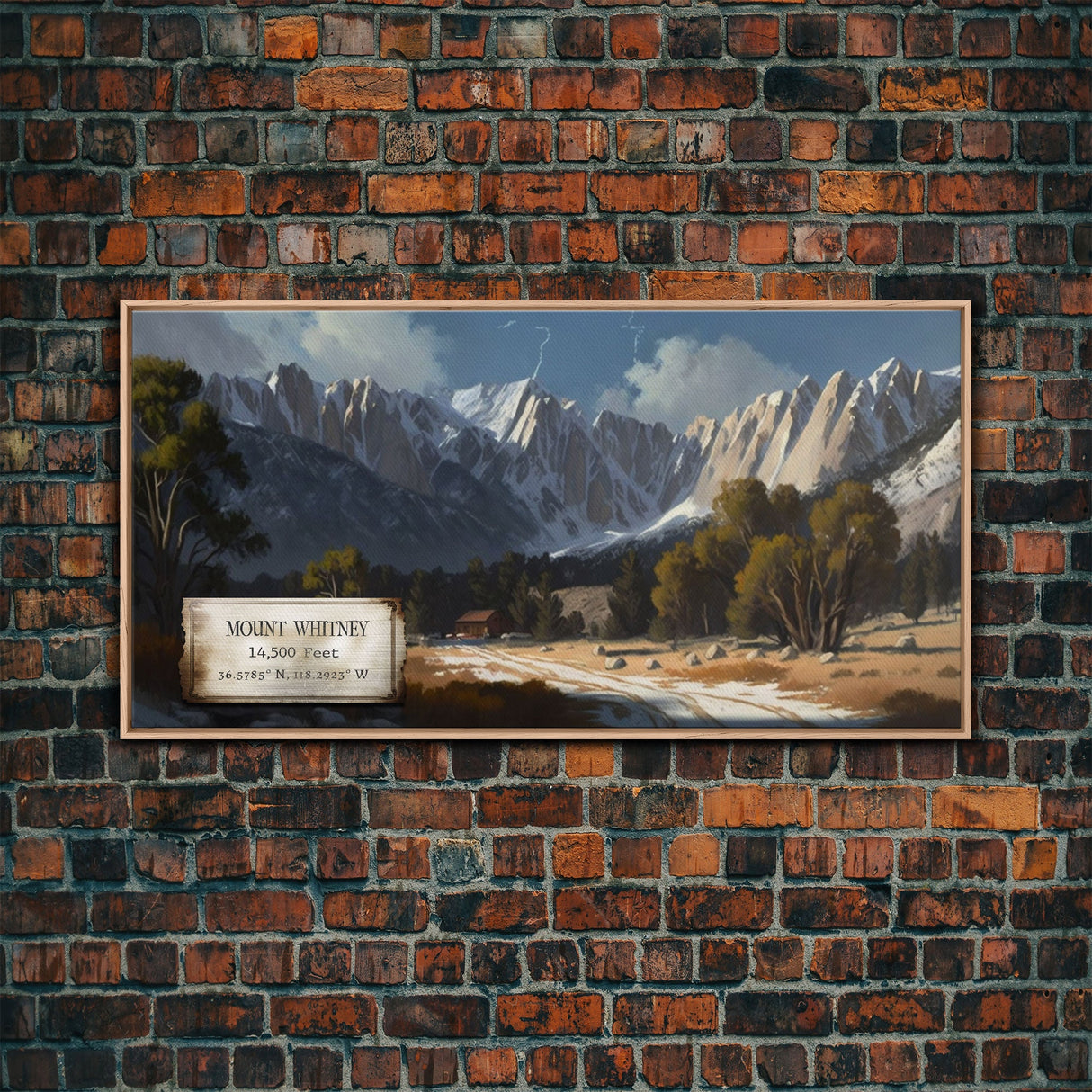 Mount Whitney, Mountains of California, Travel Poster Wall Art, Framed Canvas Print, American Mountains, Mountain Landscape Painting