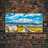 San Gorgonio Mountain, Travel Poster Wall Art, Framed Canvas Print, American Mountains, Mountain Landscape Painting, Mountains of California