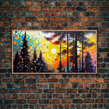 Pines Art, Framed Canvas Print, Pines Landscape, Abstract Art, Seven Pines, Pine Tree Painting, Canvas Art, Pine Tree Canvas