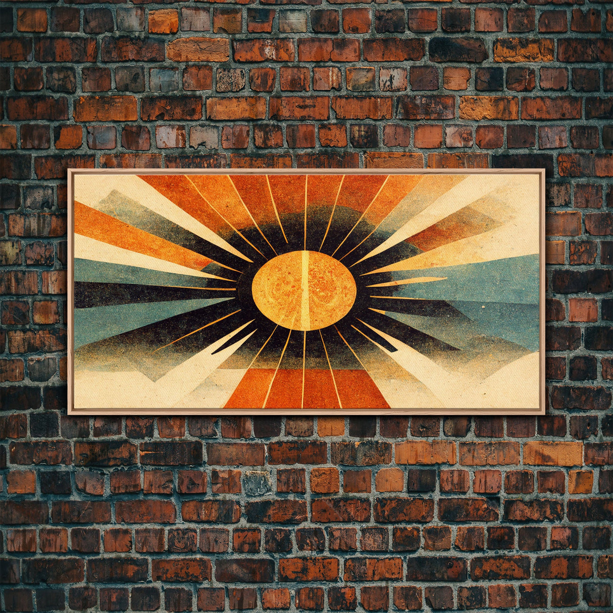 Abstract Midcentury Modern Sunburst, Canvas Print, Art Deco Style wall art, sun with sun rays, sun burst, boho style, ready to hang