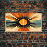 Abstract Midcentury Modern Sunburst, Canvas Print, Art Deco Style wall art, sun with sun rays, sun burst, boho style, ready to hang