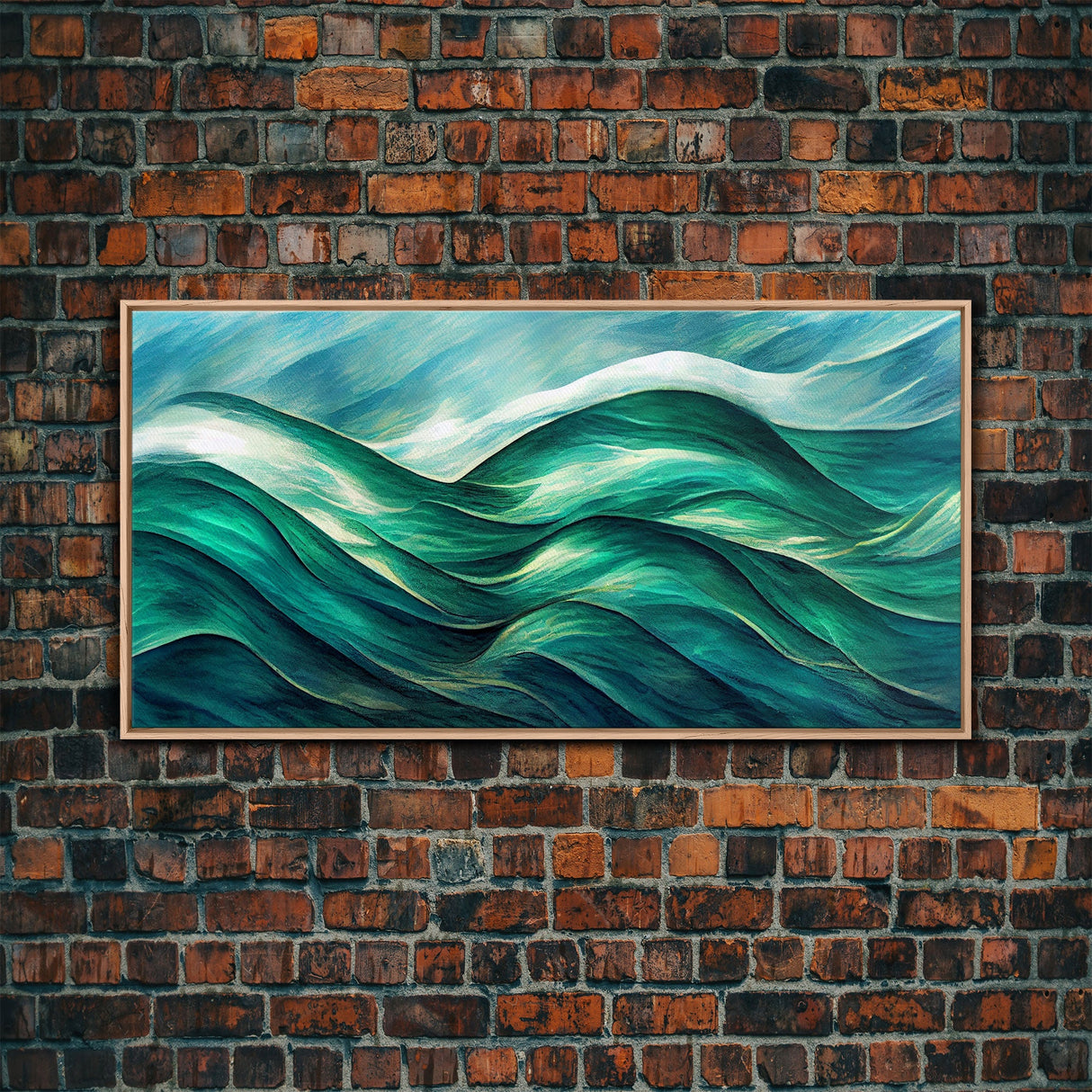 Ocean waves abstract art, canvas print, water color, sea green waves