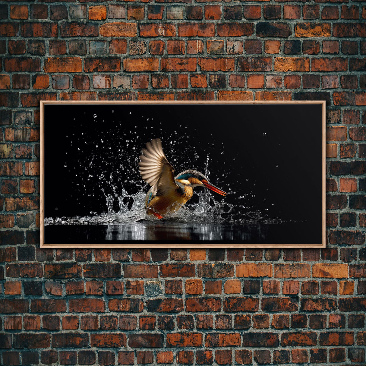 Kingfisher Wall Decor, Bird Wall Art, Nature Wall Decor, Animal Wall Art, Panoramic Wall Decor, Canvas Print, Wall Art, Framed Canvas Art