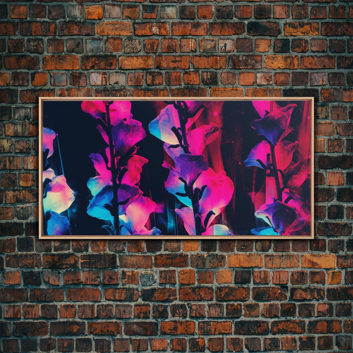 Abstract Flowers Wall Decor, Floral Wall Art, Nature Print, Panoramic Wall Decor, Canvas Print, Wall Art, Framed Canvas Art