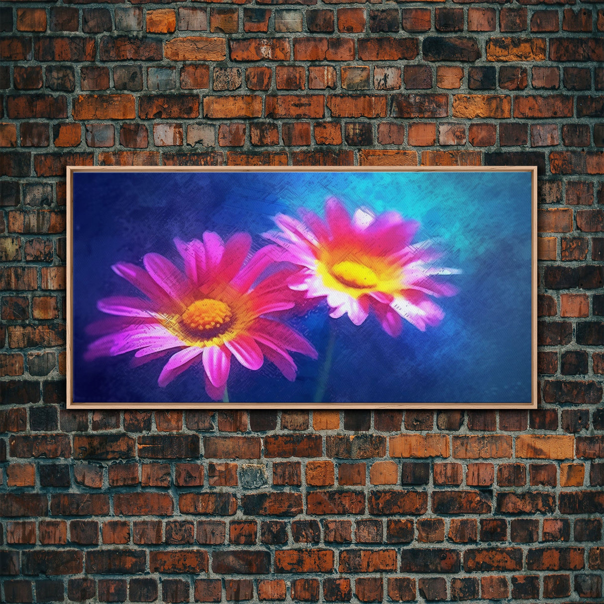 Gerbera Wall Decor, Floral Wall Art, Nature Print, Purple Flowers Wall Art, Panoramic Wall Decor, Canvas Print, Wall Art, Framed Canvas Art