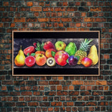 Fruits Wall Art, Food Wall Decor, Kitchen Wall Art, Panoramic Wall Decor, Canvas Print, Wall Art, Framed Canvas Art, Farmhouse Wall Decor,