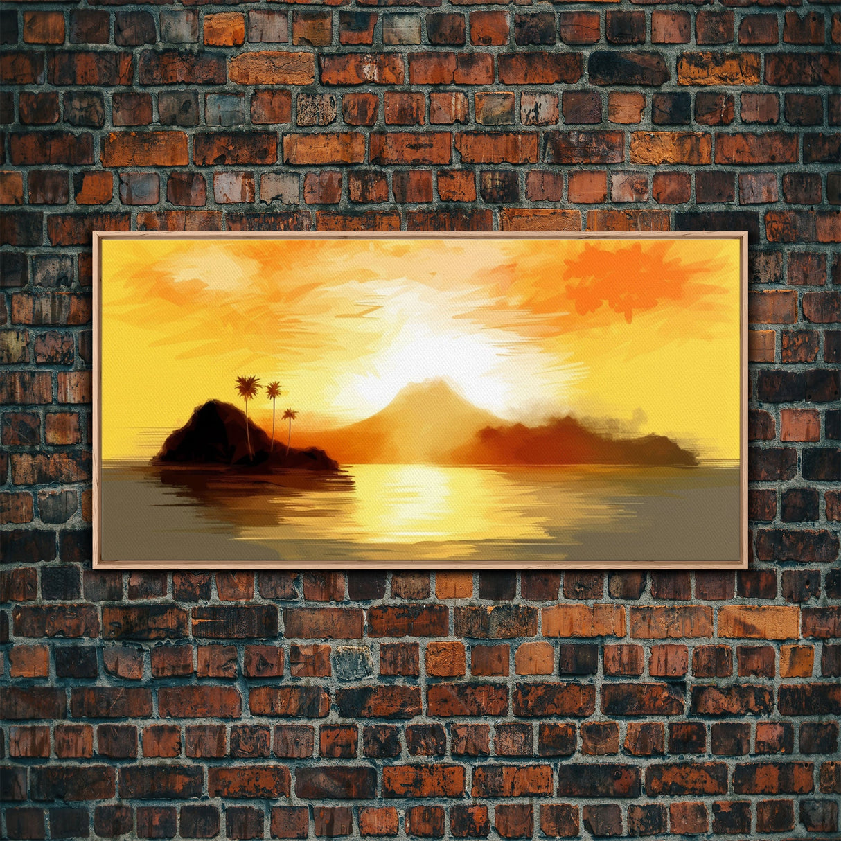 Island Seascape Wall Art, Sunset Wall Decor, Ocean Art, Nature Wall Art, Panoramic Wall Decor, Canvas Print, Wall Art, Framed Canvas Art