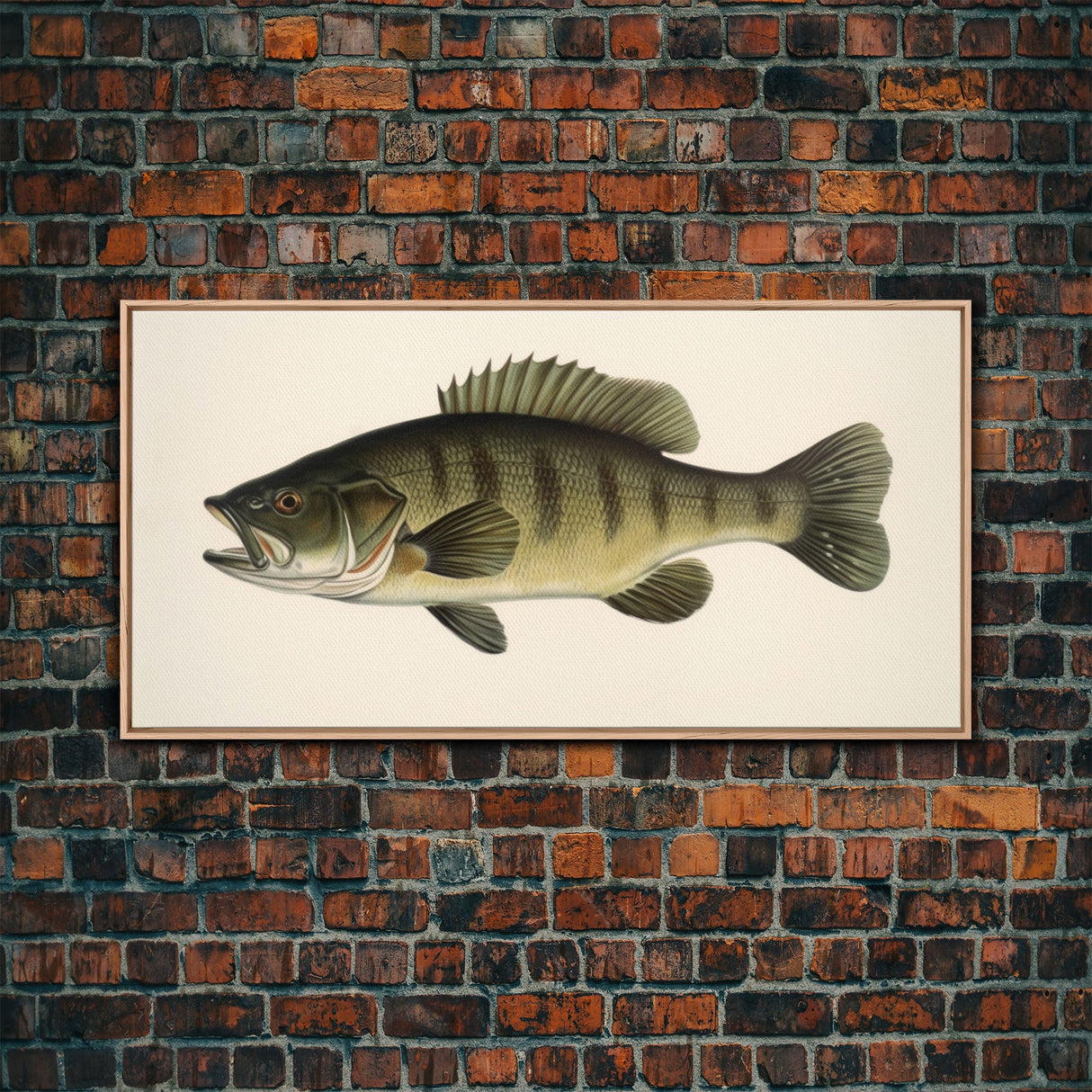 Bass Fish Wall Decor, Animal Wall Art, Nature Wall Art, Minimalist Art, Panoramic Wall Decor, Canvas Print, Wall Art, Framed Canvas Art