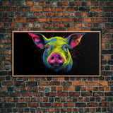 Pig Wall Art, Animal Wall Art, Nature Art, Farmhouse Art, Minimalist Art, Panoramic Wall Decor, Canvas Print, Wall Art, Framed Canvas Art