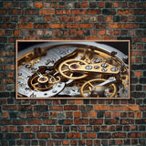 Clock Wall Decor, Watch Mechanism Wall Art, Watch Gears Wall Art, Panoramic Wall Decor, Canvas Print, Wall Art, Framed Canvas Art