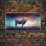 Bull Wall Art, Animal Wall Art, Nature Art, Minimalist Art, Panoramic Wall Decor, Canvas Print, Wall Art, Framed Canvas Art