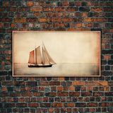 Foggy Ocean Wall Art, Ship Painting Wall Decor, Abstract Wall Decor, Panoramic Wall Decor, Canvas Print, Wall Art, Framed Canvas Art