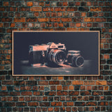 Film Camera Wall Decor, Camera Wall Art, Retro Wall Art, Photography Art, Panoramic Wall Decor, Canvas Print, Wall Art, Framed Canvas Art