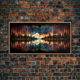 Vibrant Landscape Wall Art, Reflection Wall Decor, Abstract Art Print, Panoramic Wall Decor, Canvas Print, Wall Art, Framed Canvas Art