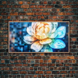 Mosaic Water Lily Wall Art, Flower Art Print, Nature Wall Decor, Panoramic Wall Decor, Canvas Print, Wall Art, Framed Canvas Art