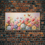 Butterfly Wall Art, Flowers Wall Art, Colorful Fowers, Panoramic Art, Wall Art, Canvas Art, Landscape Art, Meadow Art, Botanical Art