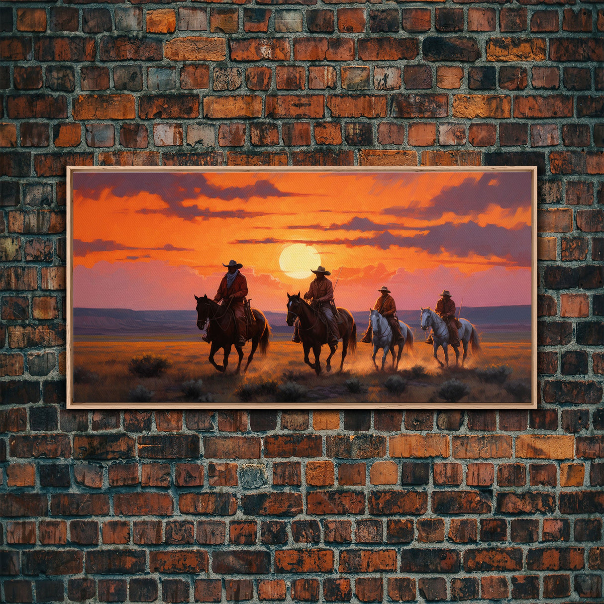 Cowboy Art, Horse Art, Western Wall Art, Panoramic Art, Wall Art, Canvas Art, Landscape Art, Western Wall Decor, First Home Gift, RV Decor