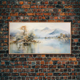 Mountain Wall Art, Lake Art, Misty Lake, Panoramic Art, Wall Art, Canvas Art, Landscape Art, Living Room Wall Art, Home Decor, Ranch Decor