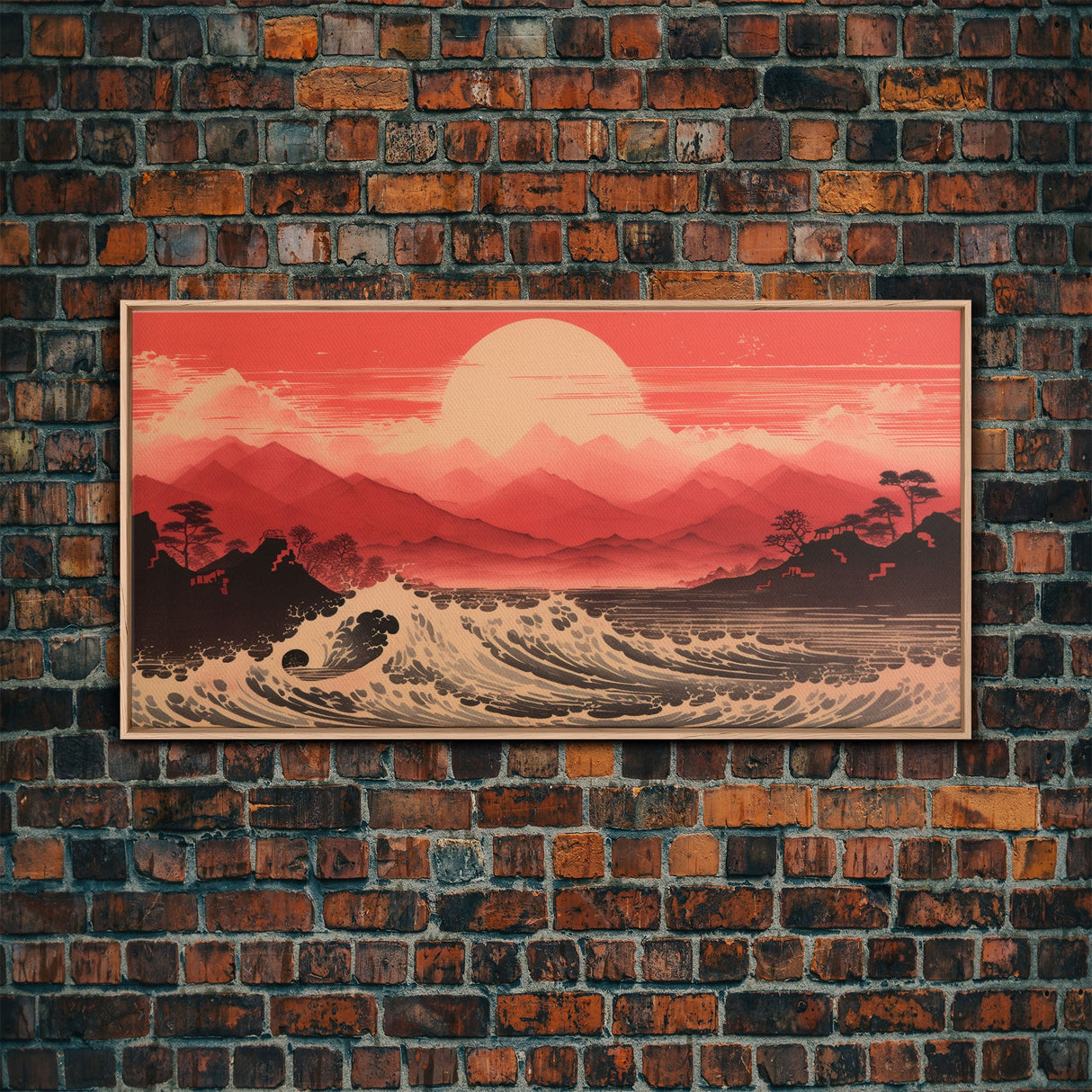 Japanese Art Print, Asian Wall Decor, Sun Wall Art, Ocean Art, Panoramic Art, Wall Art, Canvas Art, Landscape Art, Retirement Gifts, Prints