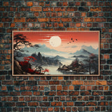 Japanese Art, Sun Wall Art, Asian Wall Art, Japanese Landscape, Panoramic Art, Wall Art, Canvas Art, Landscape Art, Business Gift, Office