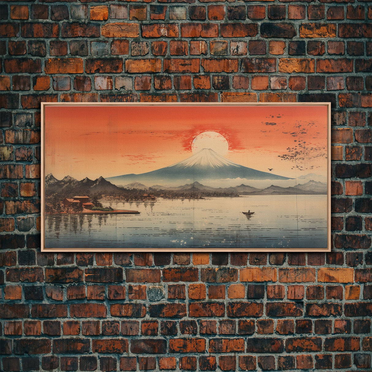 Sunrise Wall Art, Volcano, Lake Wall Art, Japanese Art, Mount Fuji Print, Panoramic Art, Wall Art, Canvas Art, Landscape Art, Dorm Room Art