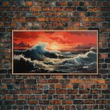 Sunset Wall Art, Ocean Art Print, Seascape Wall Art, Panoramic Art, Wall Art, Canvas Art, Landscape Art, Wedding Gift, Apartment Wall Art