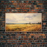 Wheat Field Print, Countryside Wall Art, Wildflowers Art, Panoramic Art, Wall Art, Canvas Art, Landscape Art, Landscape Print, Country Decor