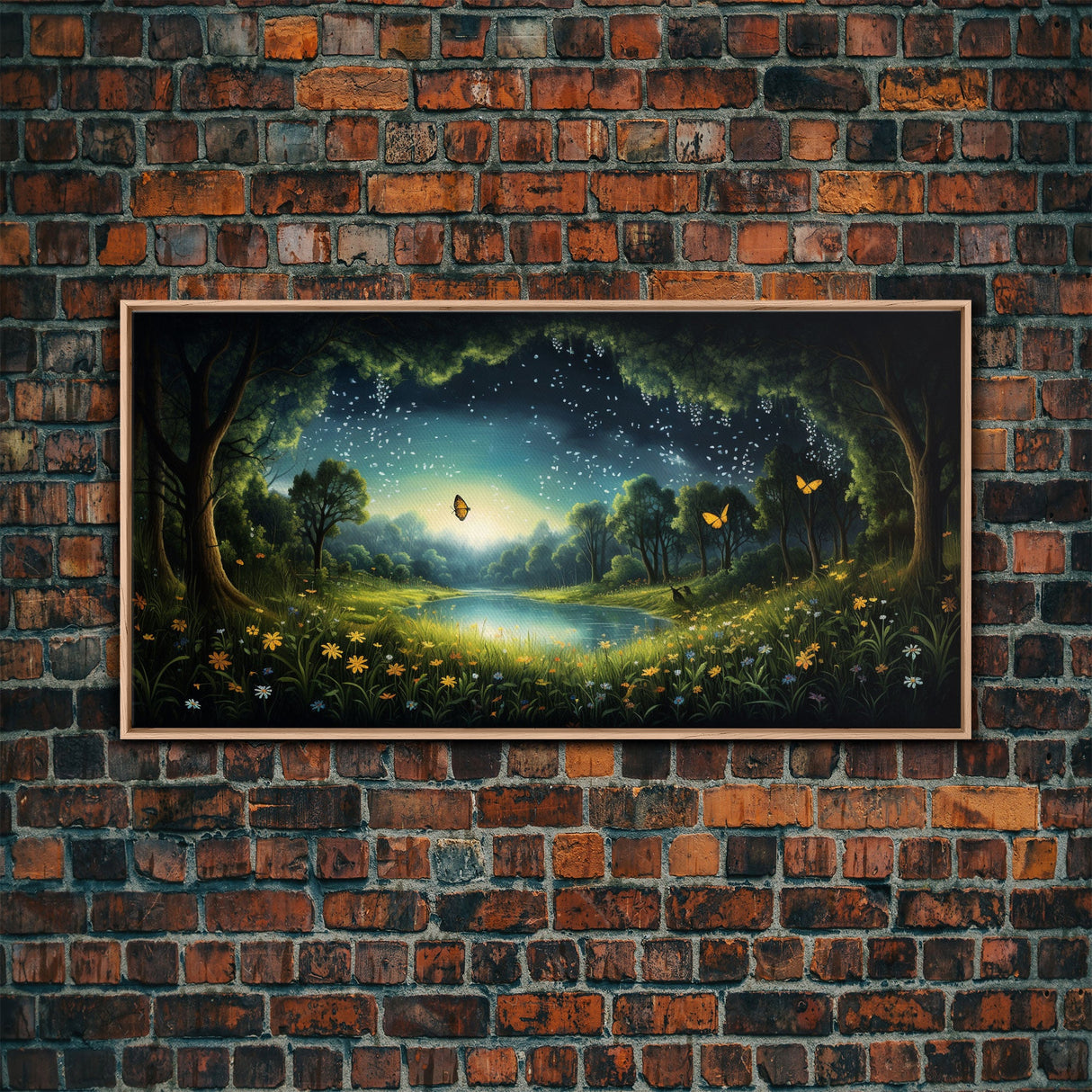 Enchanted Forest, Wildflower Meadow, Butterfly Art, Panoramic Art, Wall Art, Canvas Art, Landscape Art, Landscape Print, Nursery Wall Art