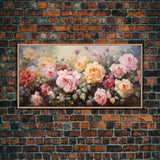 Roses Wall Art, Floral Art Print, Botanical Wall Art, Panoramic Art, Wall Art, Canvas Art, Landscape Art, Home Decor Prints, Office Wall Art