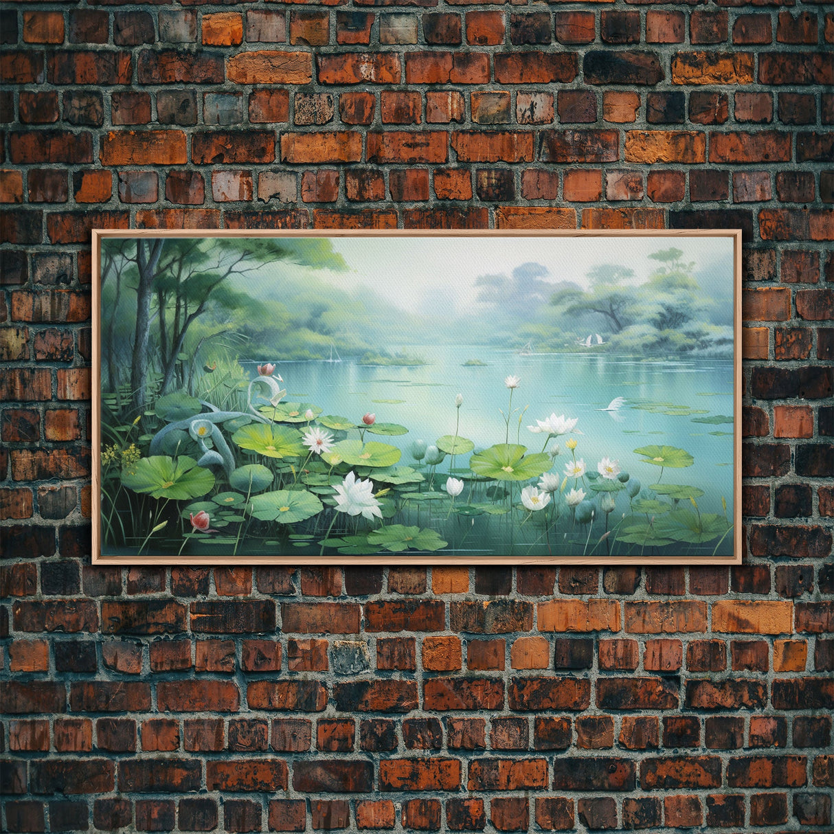 Lake Wall Art, Water Lily Wall Print, Fantasy Art, Panoramic Art, Wall Art, Canvas Art, Landscape Art, Wall Hanging, Client Gift, Ranch Art