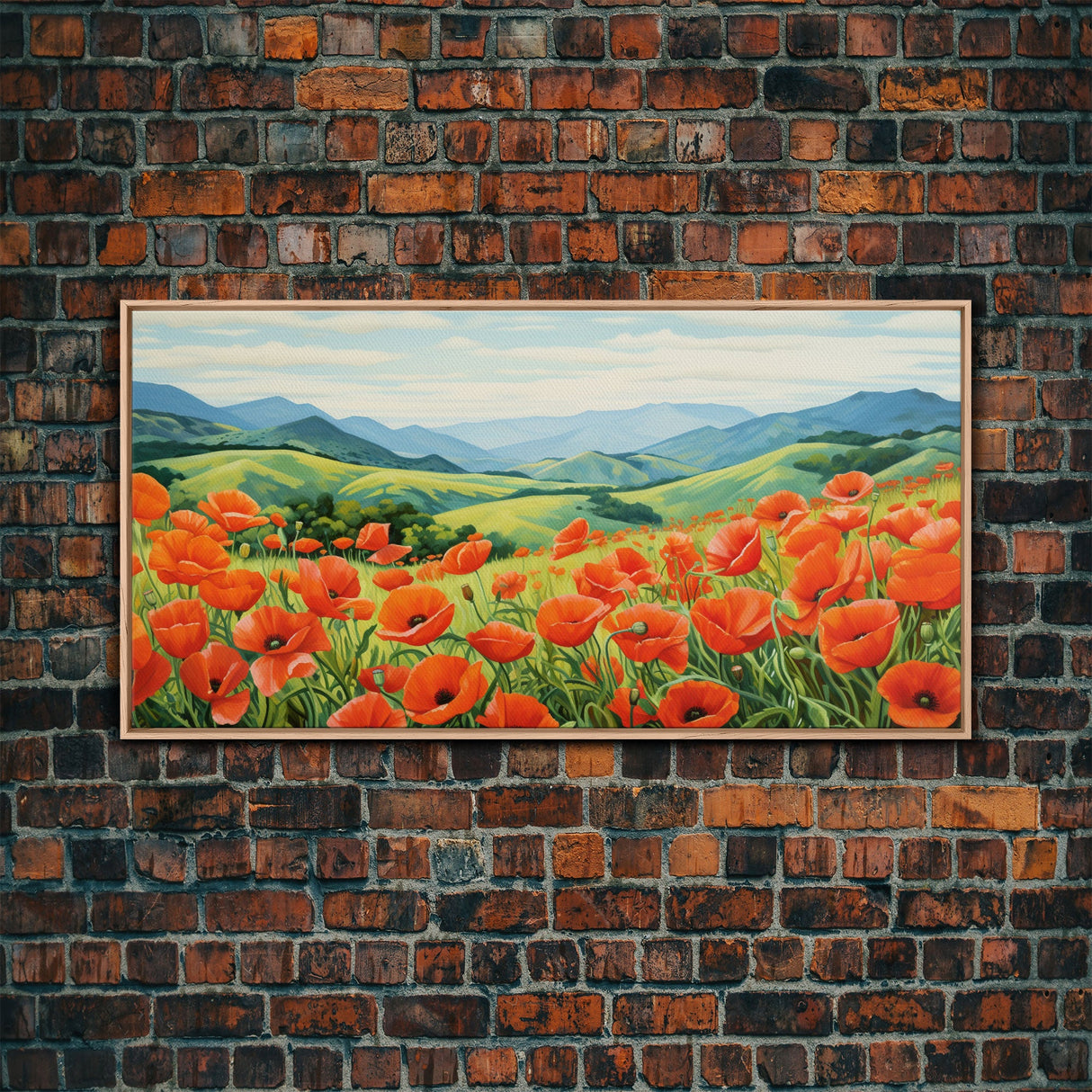 Meadow Wall Art, Poppies Wall Print, Red Flowers, Panoramic Art, Wall Art, Canvas Art, Landscape Art, Going Away Gift, New Home Gift