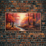 Sunset Wall Art, Forest Wall Art, Autumn Art, River Art, Panoramic Art, Wall Art, Canvas Art, Landscape Art, Couples Gift, Farmhouse Decor