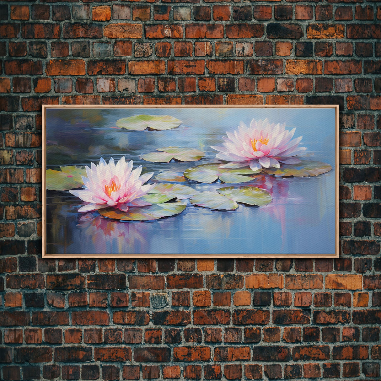 Water Lily Wall Art, Pink Flower Art, Panoramic Art, Wall Art, Canvas Art, Landscape Art, Wall Art Prints, Thank You Gift, Bedroom Prints