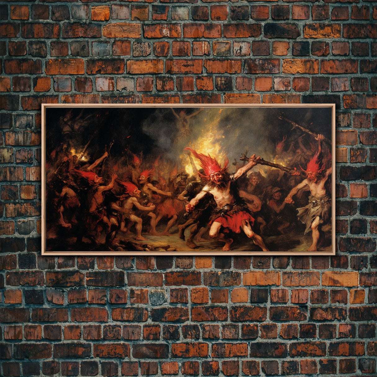 A Scene From Hell, Demonic Art, Framed Canvas Print, Halloween Decor, Halloween Art Print, Gothic Victorian Oil Painting