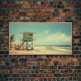 Beach Lifeguard Hut, Framed Canvas Print, Liminal Art, Framed Wall Decor, Beach Lifeguard Photography, Surf Art, Surf Print, Nautical Decor