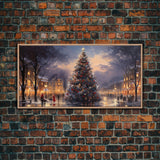 Christmas Village Winter Wonderland Wall Art Framed Canvas Print -  Christmas Wall Art - First Christmas - Christmas Tree Art Holiday Decor