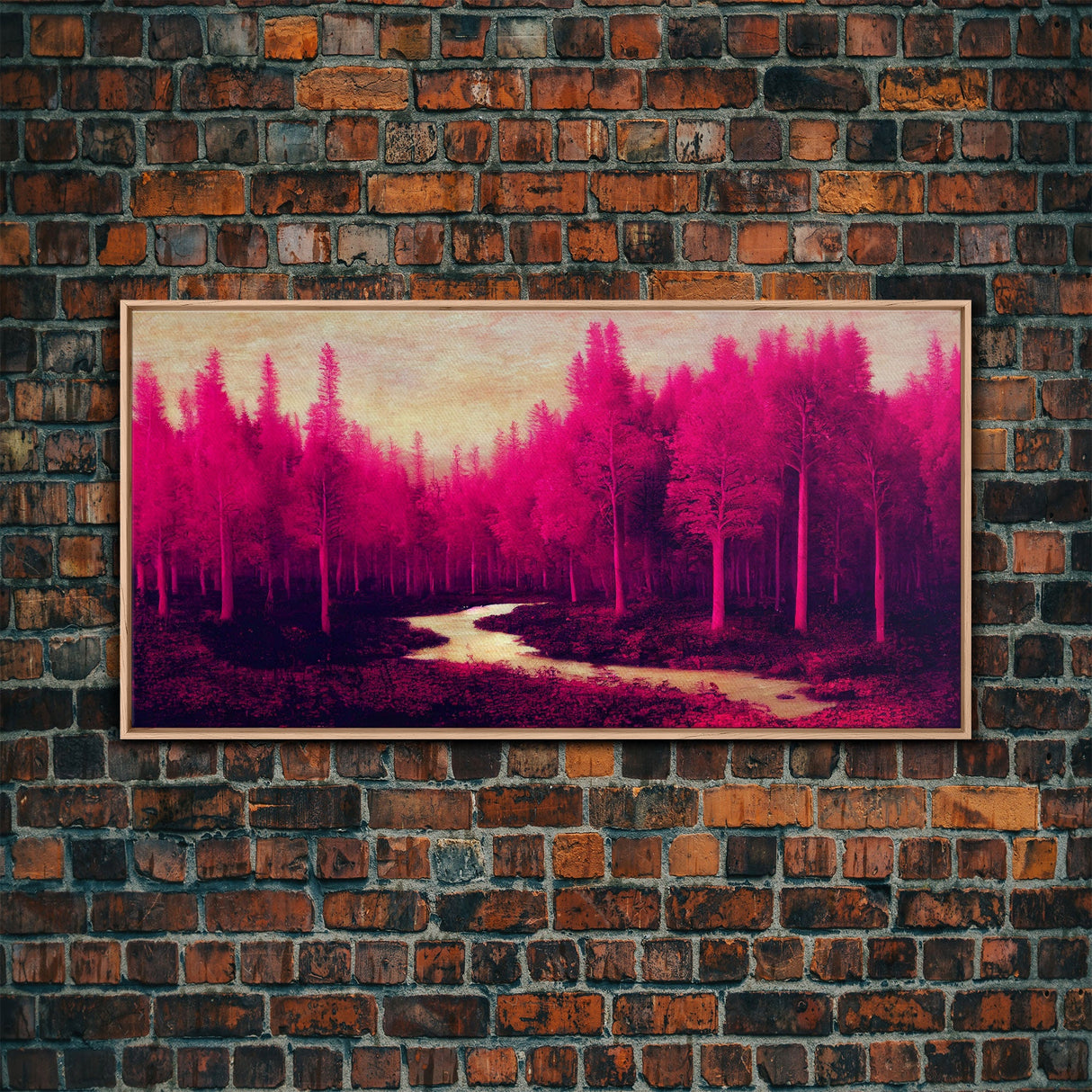 Fuchsia Forest, Surreal Abstract Trippy Psychedelic Art, Ready To Hang Canvas Print, Framed Wall Art