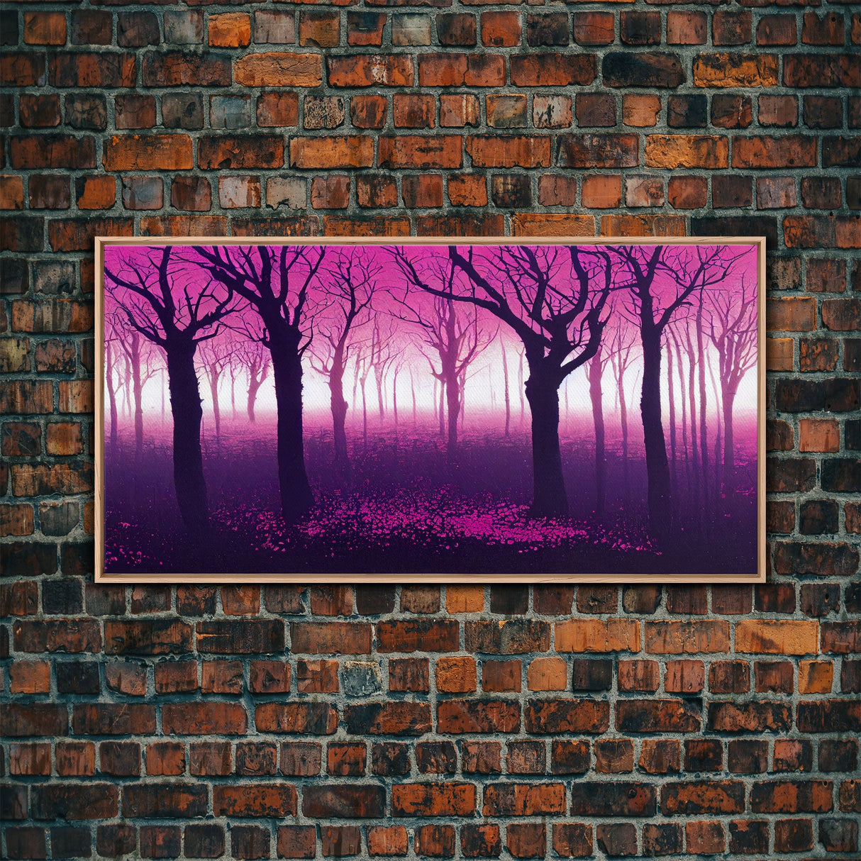 Purple Haunted Forest, Surreal Abstract Trippy Psychedelic Art, Ready To Hang Canvas Print, Framed Wall Art