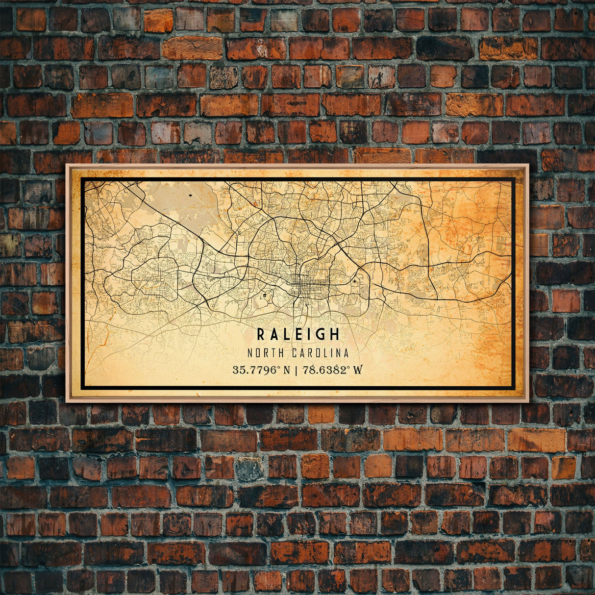 Raleigh North Carolina map print poster or framed canvas, Raleigh map print poster canvas, Raleigh city map Canvas print, Vintage Travel Art