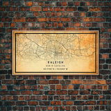 Raleigh North Carolina map print poster or framed canvas, Raleigh map print poster canvas, Raleigh city map Canvas print, Vintage Travel Art