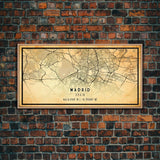 Madrid Spain map print poster or framed canvas, Madrid map print poster canvas, Madrid city map print poster canvas, Vintage Travel Art