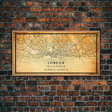 London UK map print poster or framed canvas, London map print poster canvas, London England city map print poster canvas, Vintage Travel Art