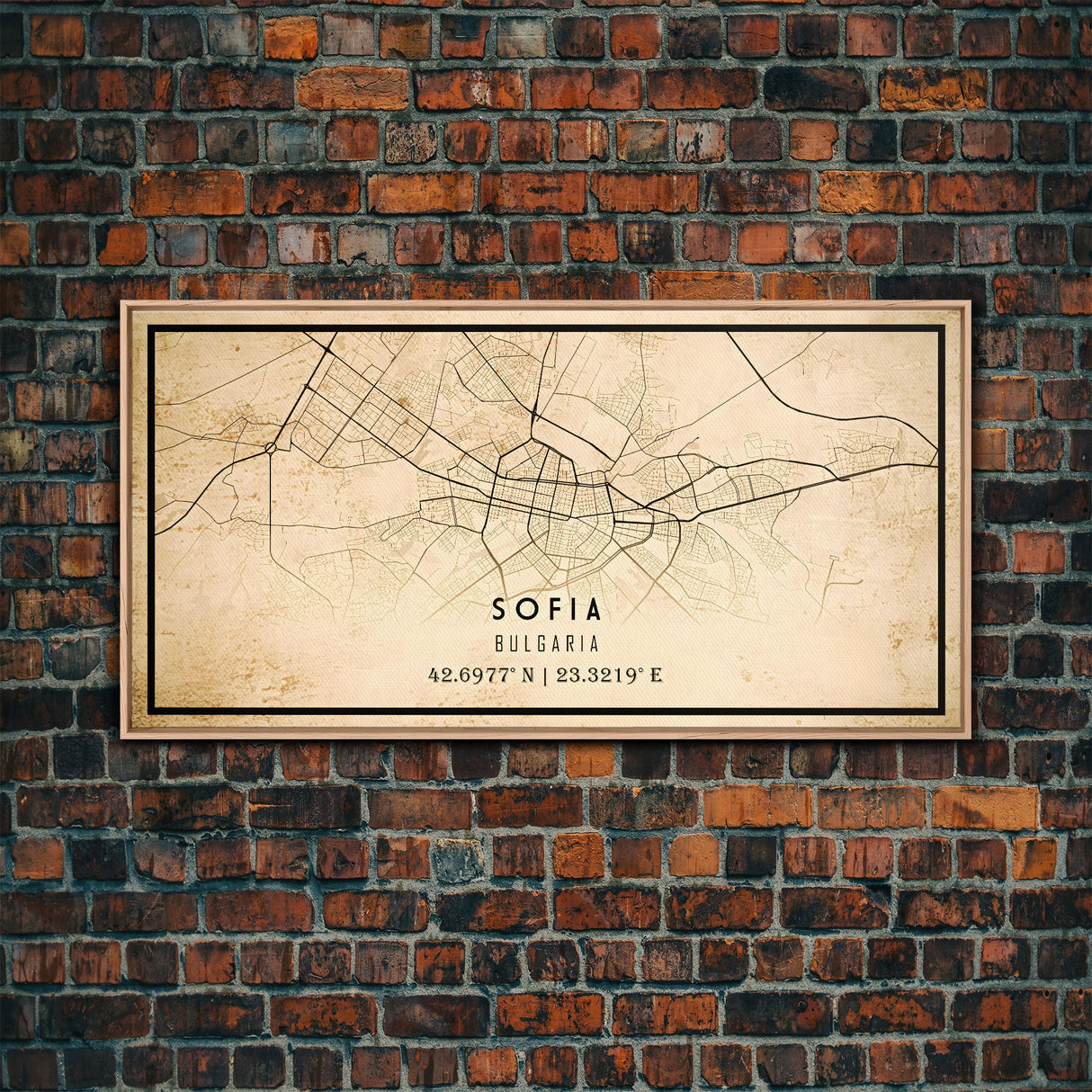 Sofia Bulgaria map print poster or framed canvas, Sofia map print poster canvas, Sofia city map print poster canvas, Vintage Travel Art